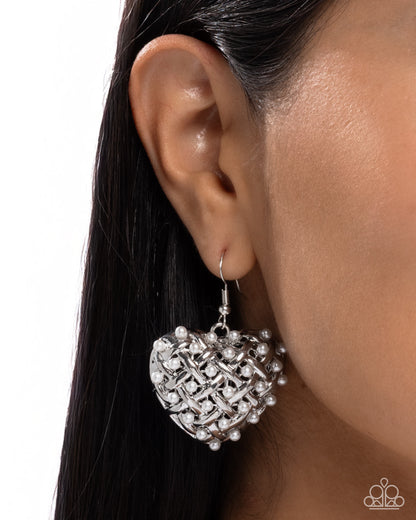 Woven Delight - white - Paparazzi earrings