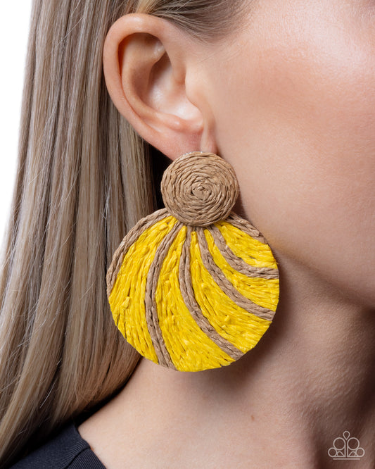 Woven Waltz - yellow - Paparazzi earrings