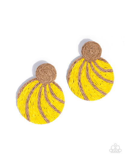 Woven Waltz - yellow - Paparazzi earrings