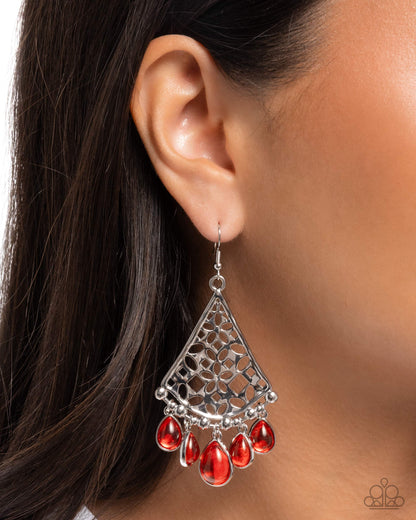 Woven Weekend - red - Paparazzi earrings