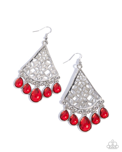 Woven Weekend - red - Paparazzi earrings