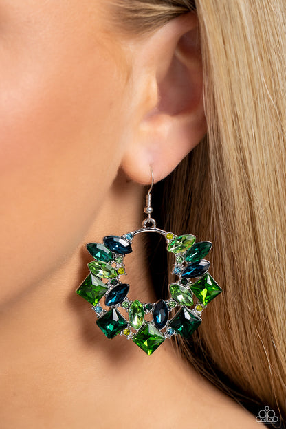 Wreathed in Watercolors - green - Paparazzi earrings