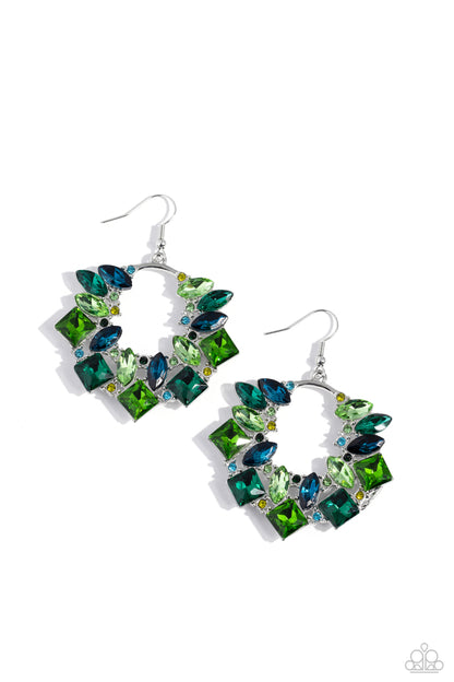 Wreathed in Watercolors - green - Paparazzi earrings