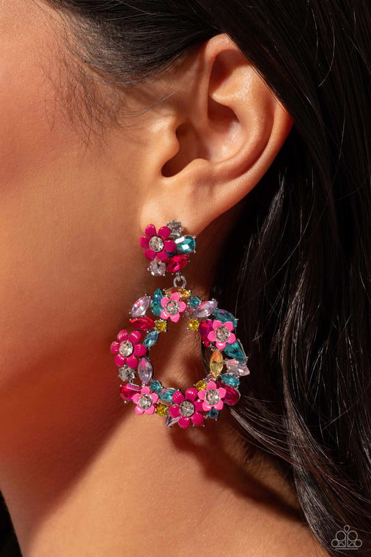 Wreathed in Wildflowers - pink - Paparazzi earrings