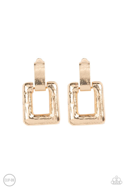 15 Minutes of FRAME - gold - Paparazzi CLIP ON earrings
