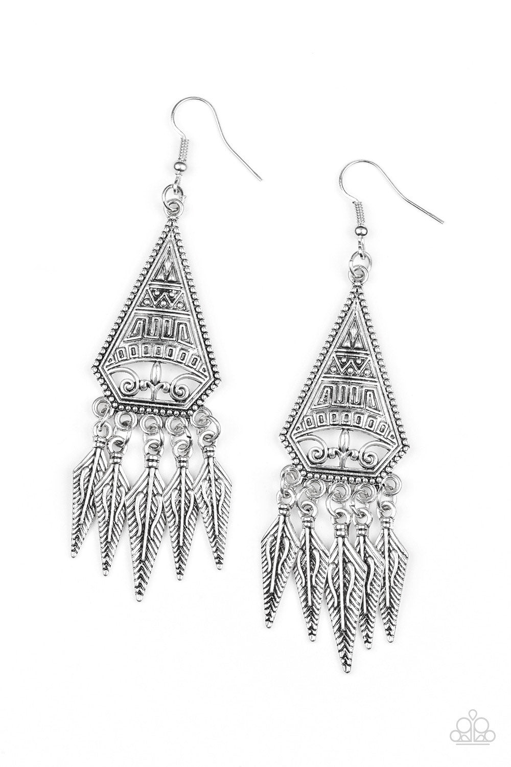 Me-Oh-Mayan - silver - Paparazzi earrings