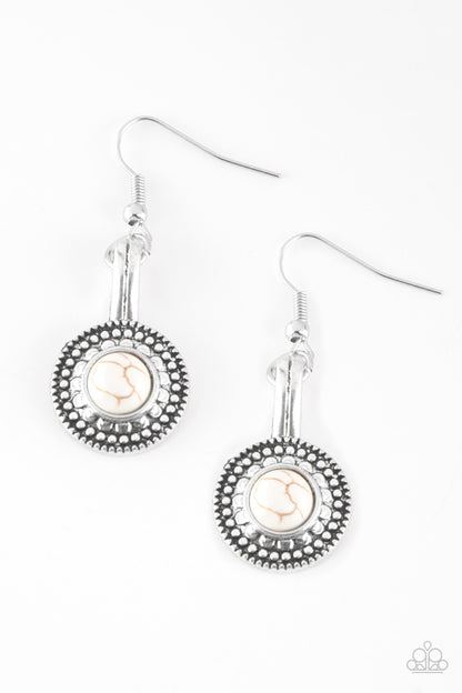 Simply Stagecoach - white - Paparazzi earrings