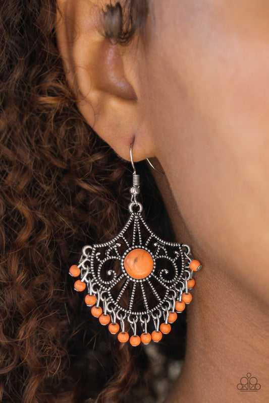 Stone Lagoon-Orange-Paparazzi earrings