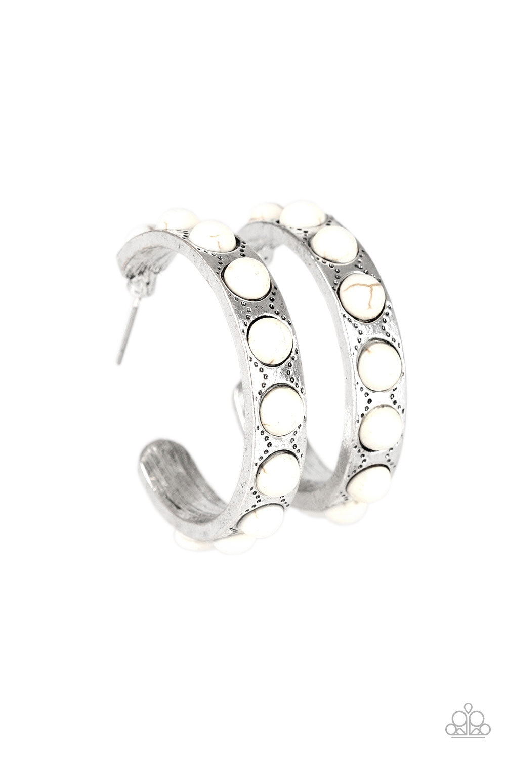 Western Watering Hole - white - Paparazzi earrings