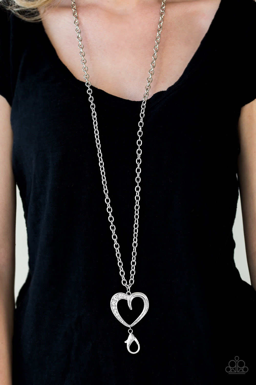 A Big Heart - white - Paparazzi Lanyard necklace