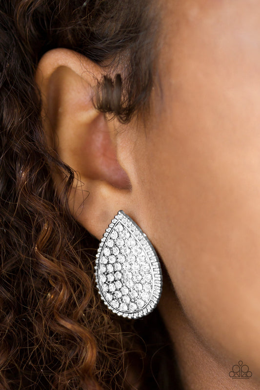 A Run for their Money - white - Paparazzi earrings