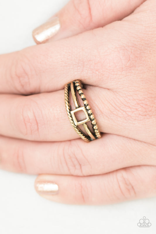 A Square Deal - brass - Paparazzi ring