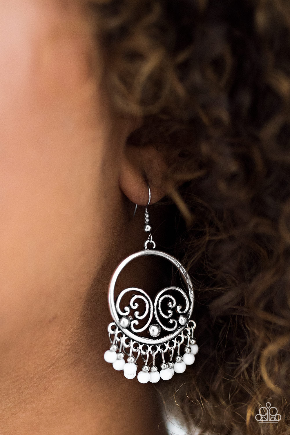 A Way of WILD life - white - Paparazzi earrings