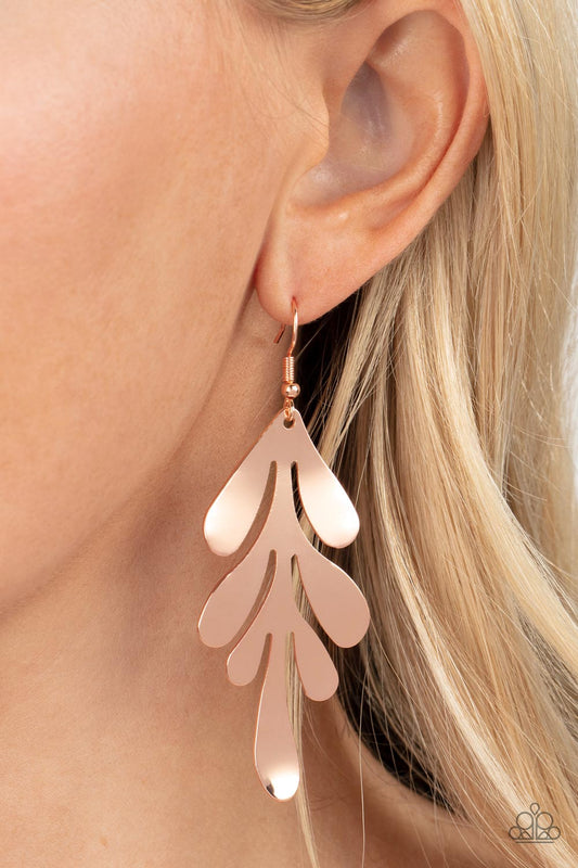 A FROND Farewell - rose gold - Paparazzi earrings