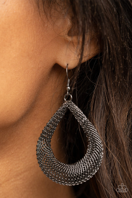 A Hot MESH - black - Paparazzi earrings