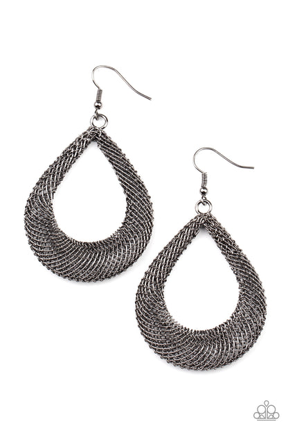 A Hot MESH - black - Paparazzi earrings