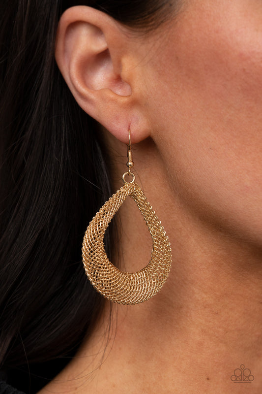 A Hot MESH - gold - Paparazzi earrings