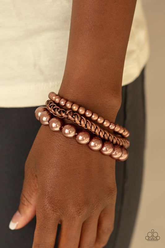 A PEARL-fect Ten - copper - Paparazzi bracelet