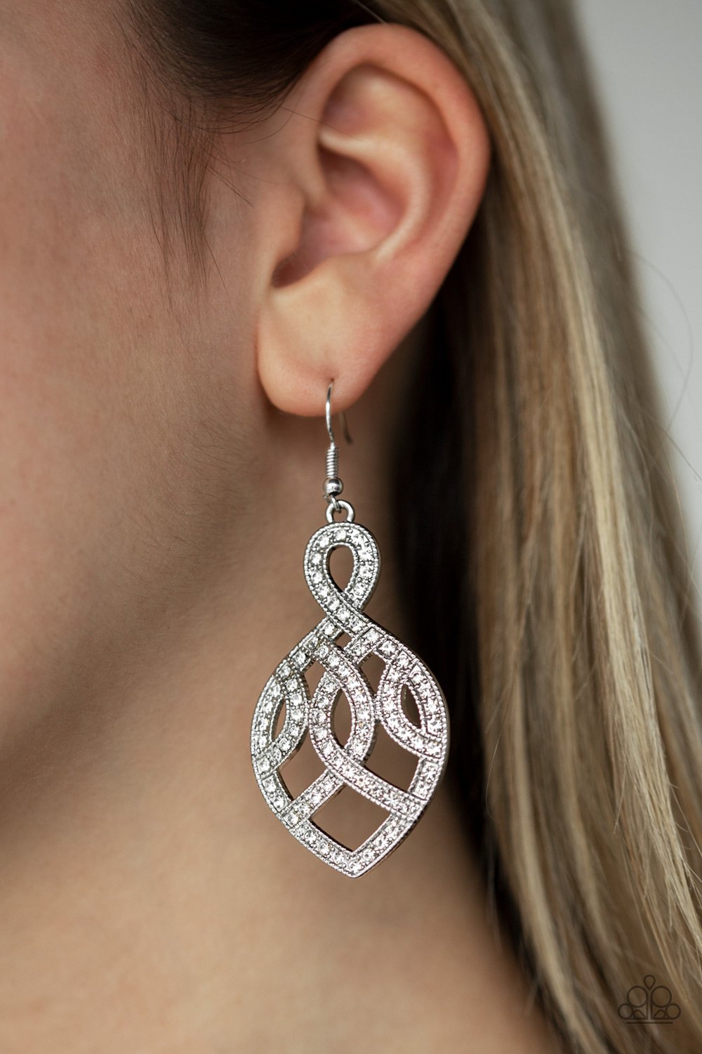 A Grand Statement-white-Paparazzi earrings