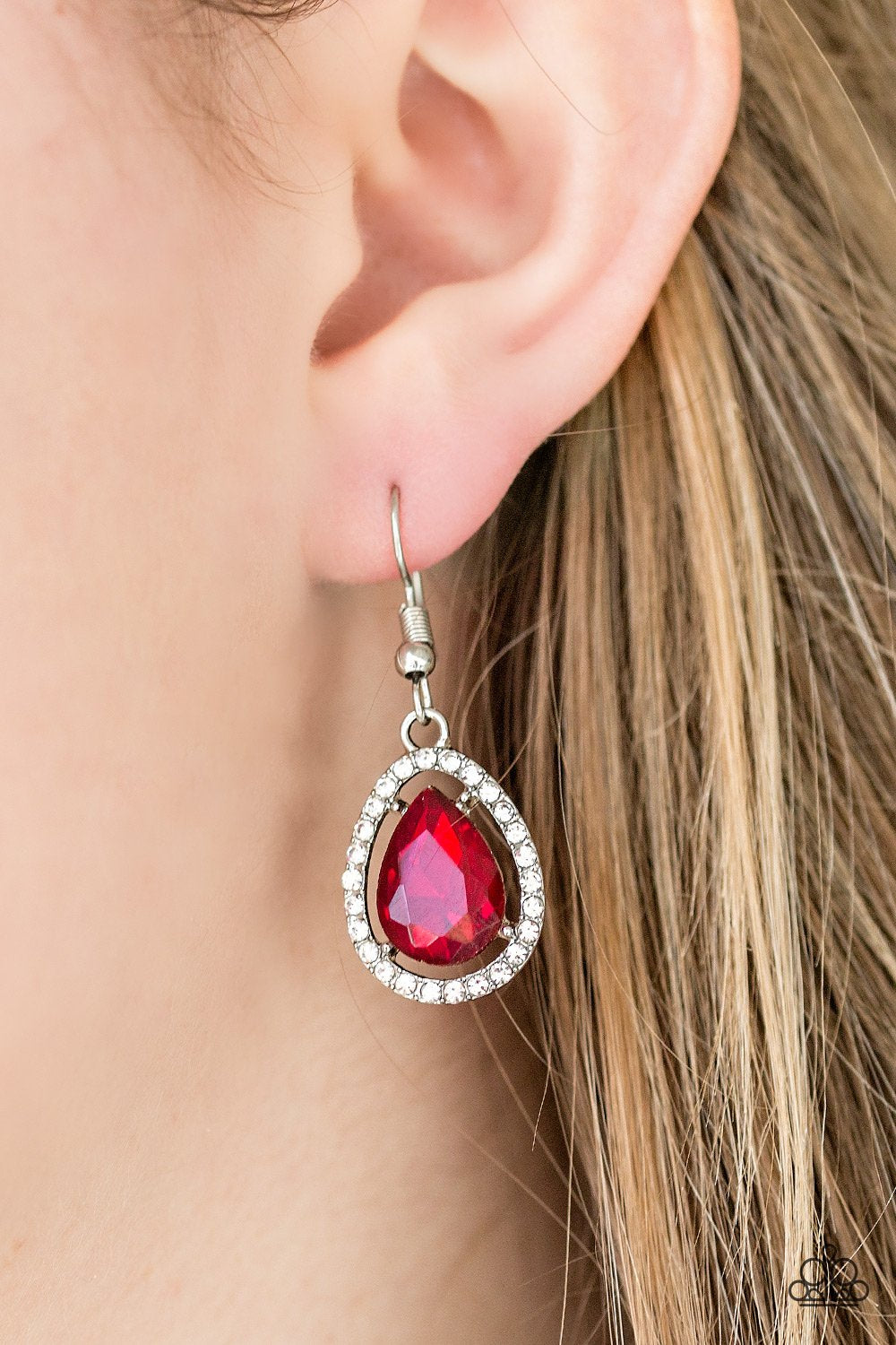 A One GLAM Show - red - Paparazzi earrings