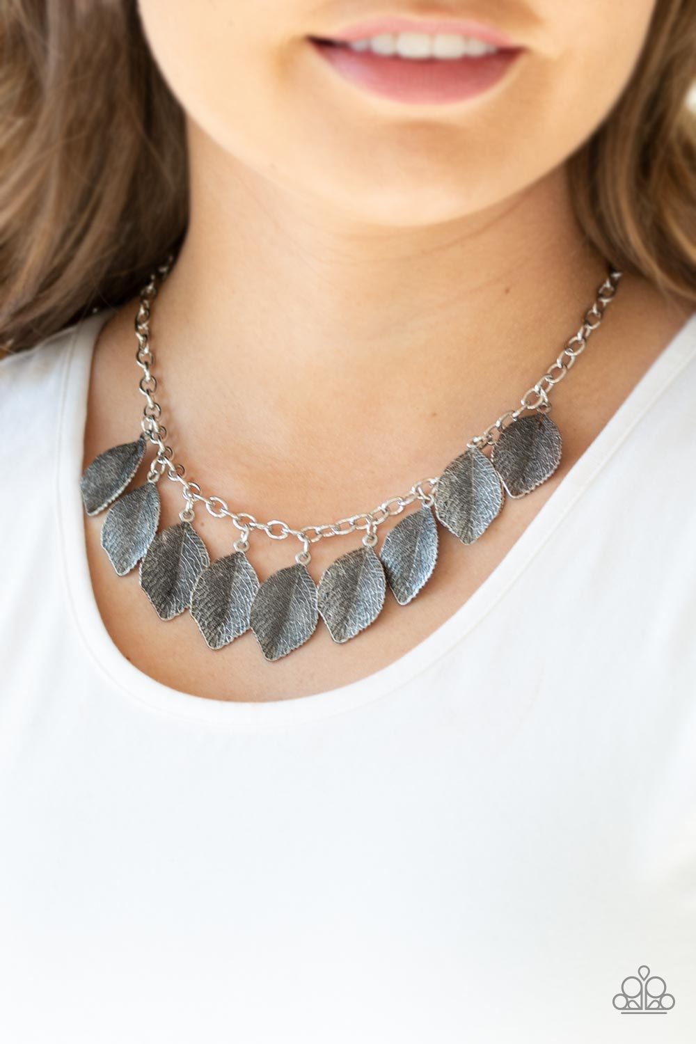 A True Be-LEAF-er-silver-Paparazzi necklace
