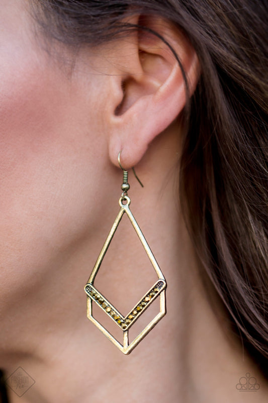 Absolute Alpha - brass - Paparazzi earrings