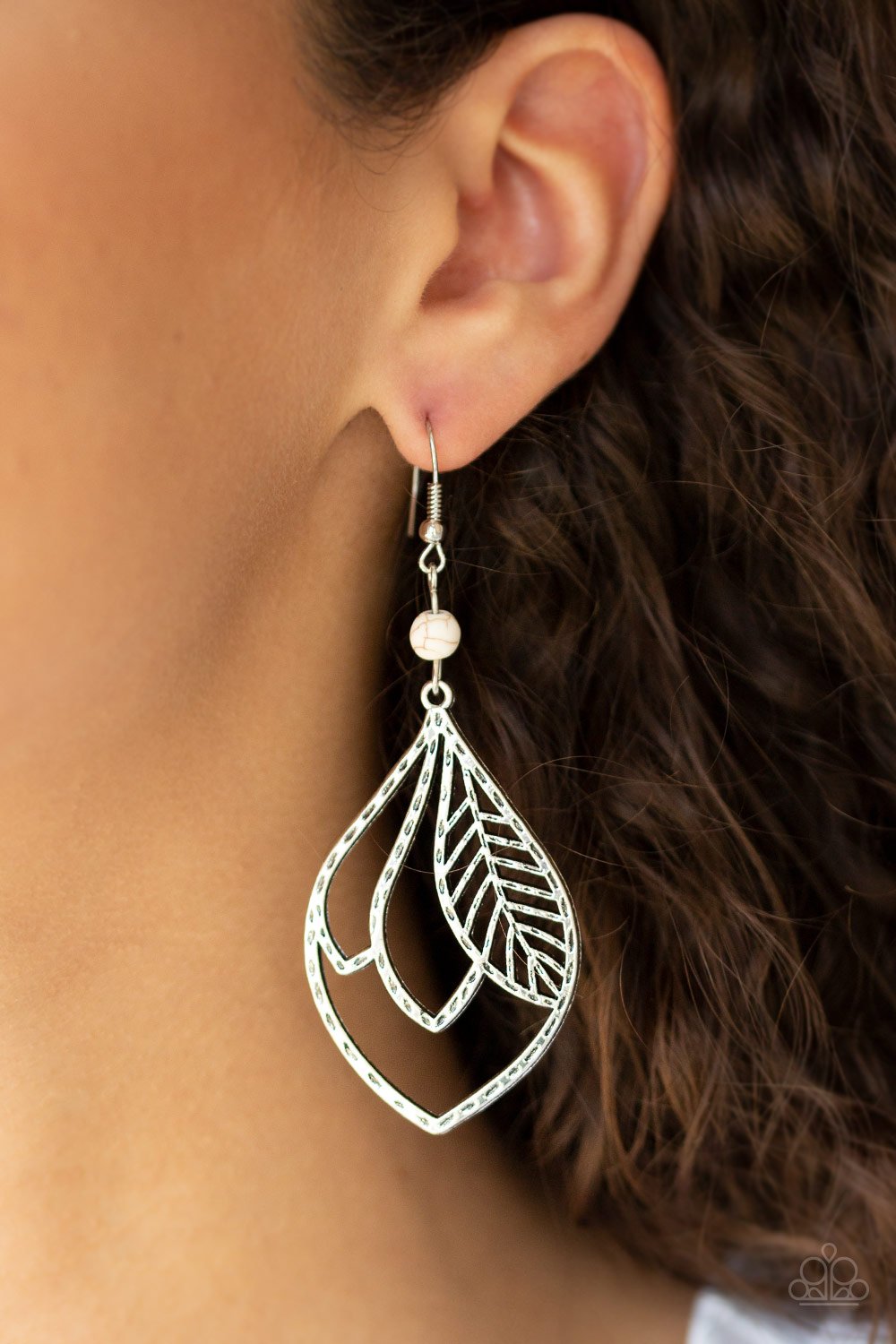 Absolutely Airborne-white-Paparazzi earrings