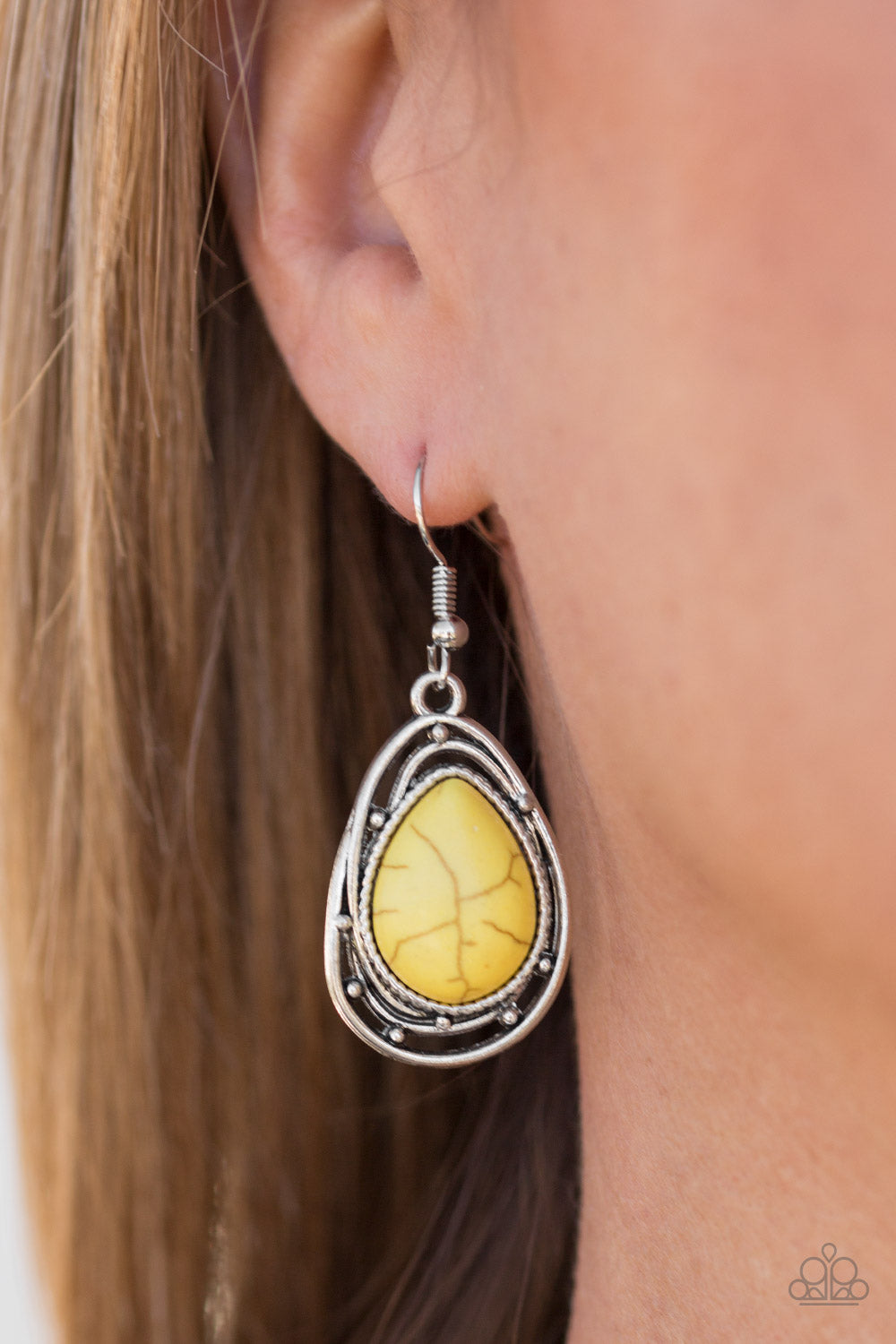 Abstract Anthropology - yellow - Paparazzi earrings
