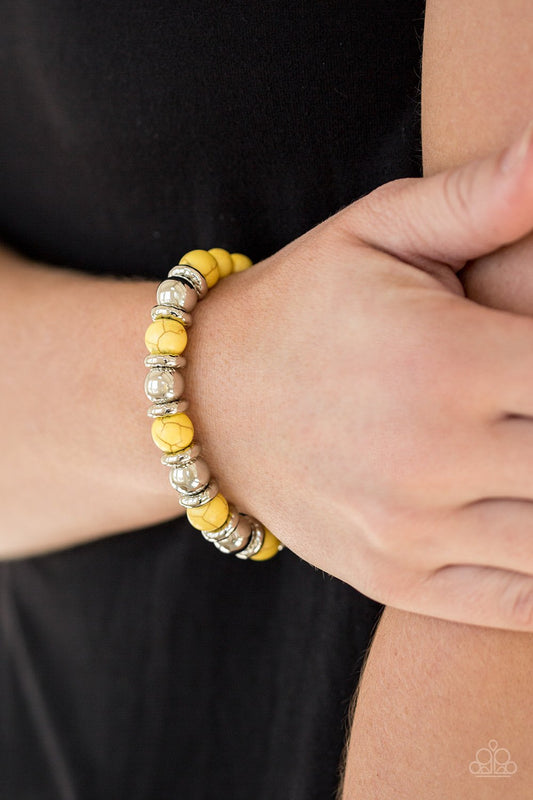 Across the Mesa - yellow - Paparazzi bracelet
