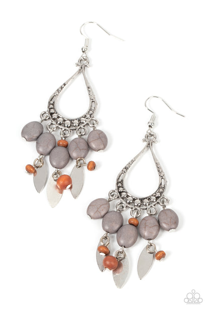 Adobe Air - silver - Paparazzi earrings