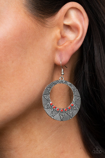 Adobe Dusk - red - Paparazzi earrings