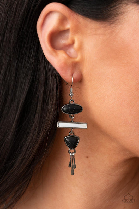 Adventurously Artisan - black - Paparazzi earrings