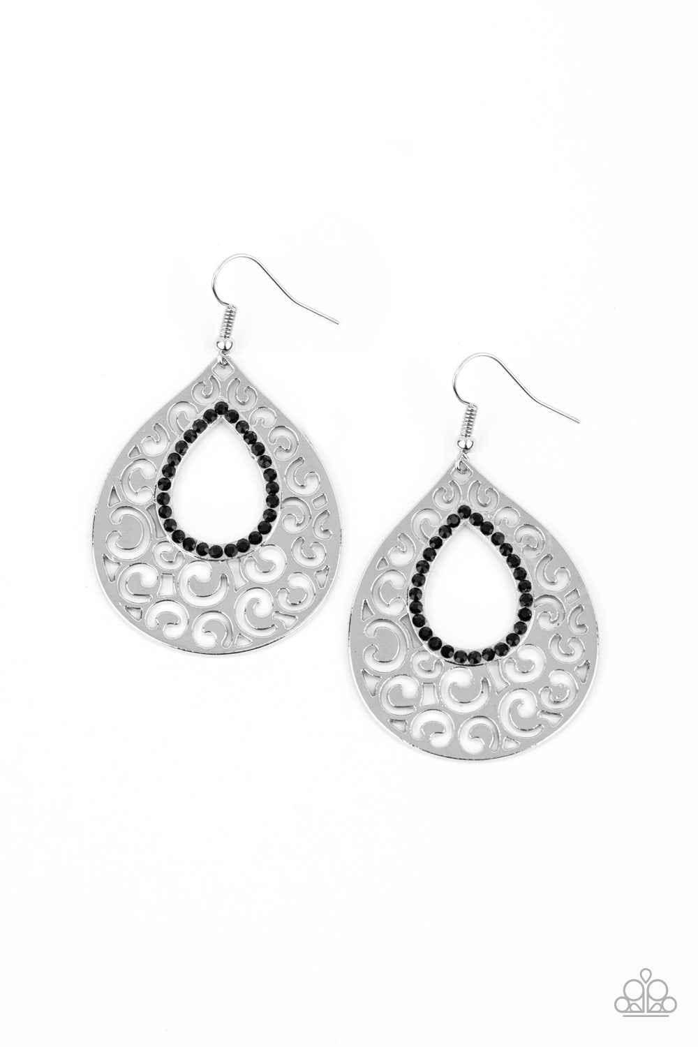 Airy Applique - black - Paparazzi earrings