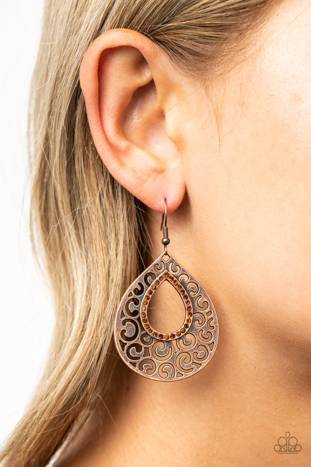 Airy Applique - copper - Paparazzi earrings