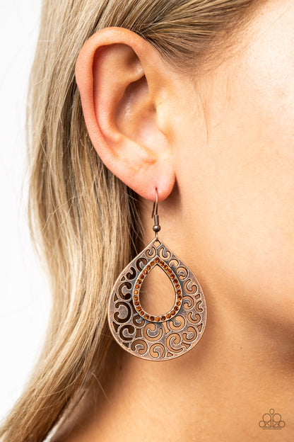 Airy Applique - copper - Paparazzi earrings