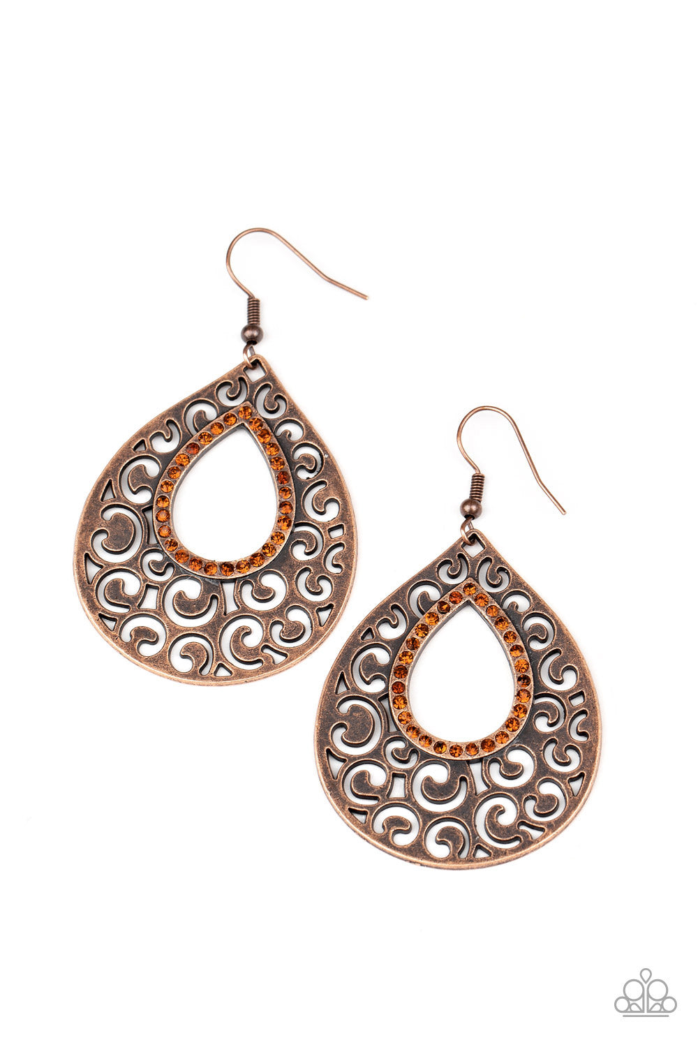 Airy Applique - copper - Paparazzi earrings