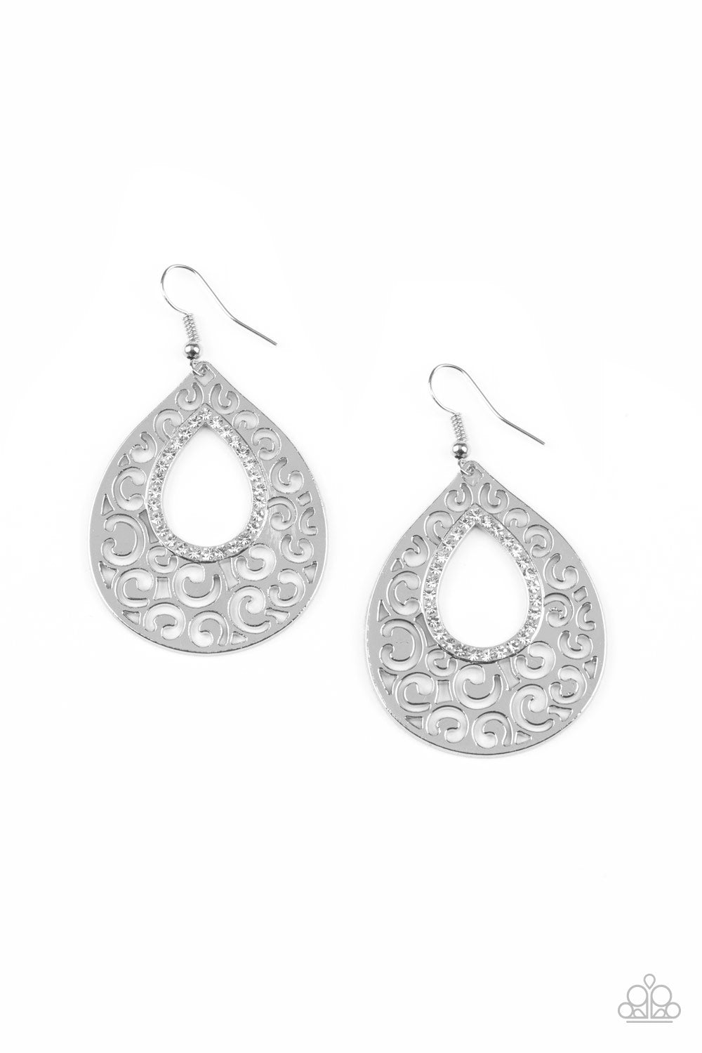 Airy Applique - white - Paparazzi earrings