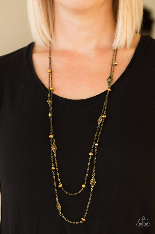 All Glam All the Time - brass - Paparazzi necklace