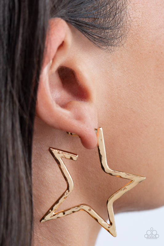 All-Star Attitude - gold - Paparazzi earrings