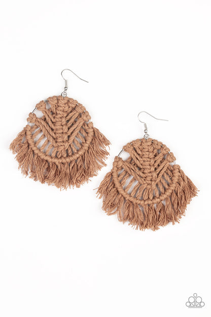 All About Macrame - brown - Paparazzi earrings