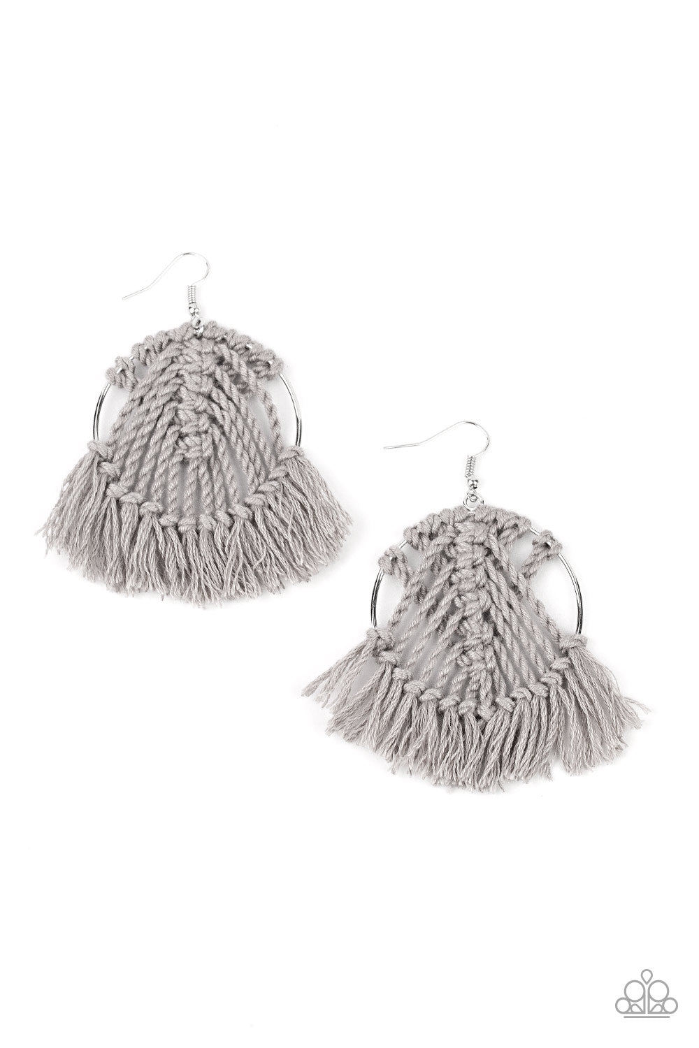 All About Macrame - silver - Paparazzi earrings