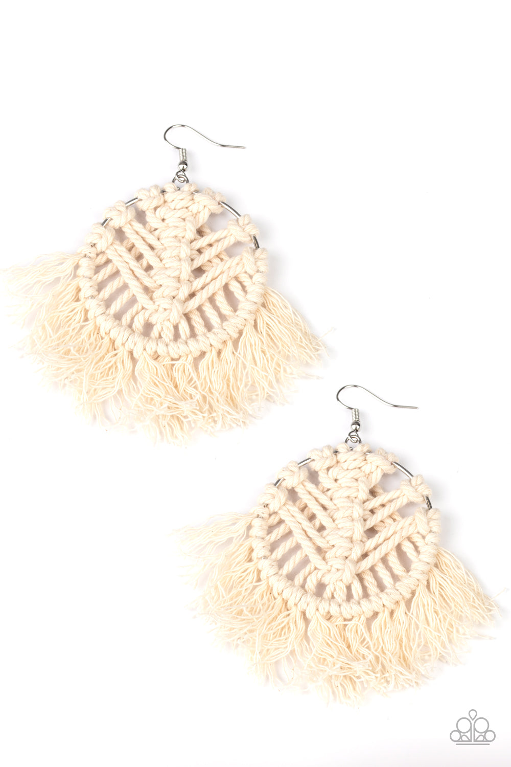 All About Macrame - white - Paparazzi earrings