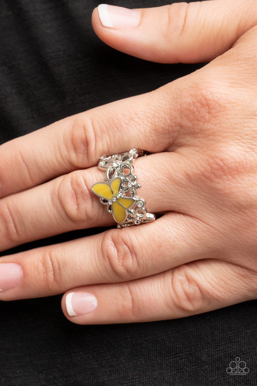 All FLUTTERED Up - yellow - Paparazzi ring