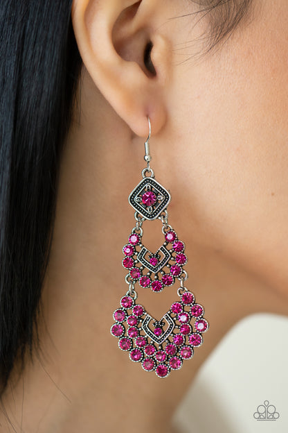 All For The GLAM - pink - Paparazzi earrings