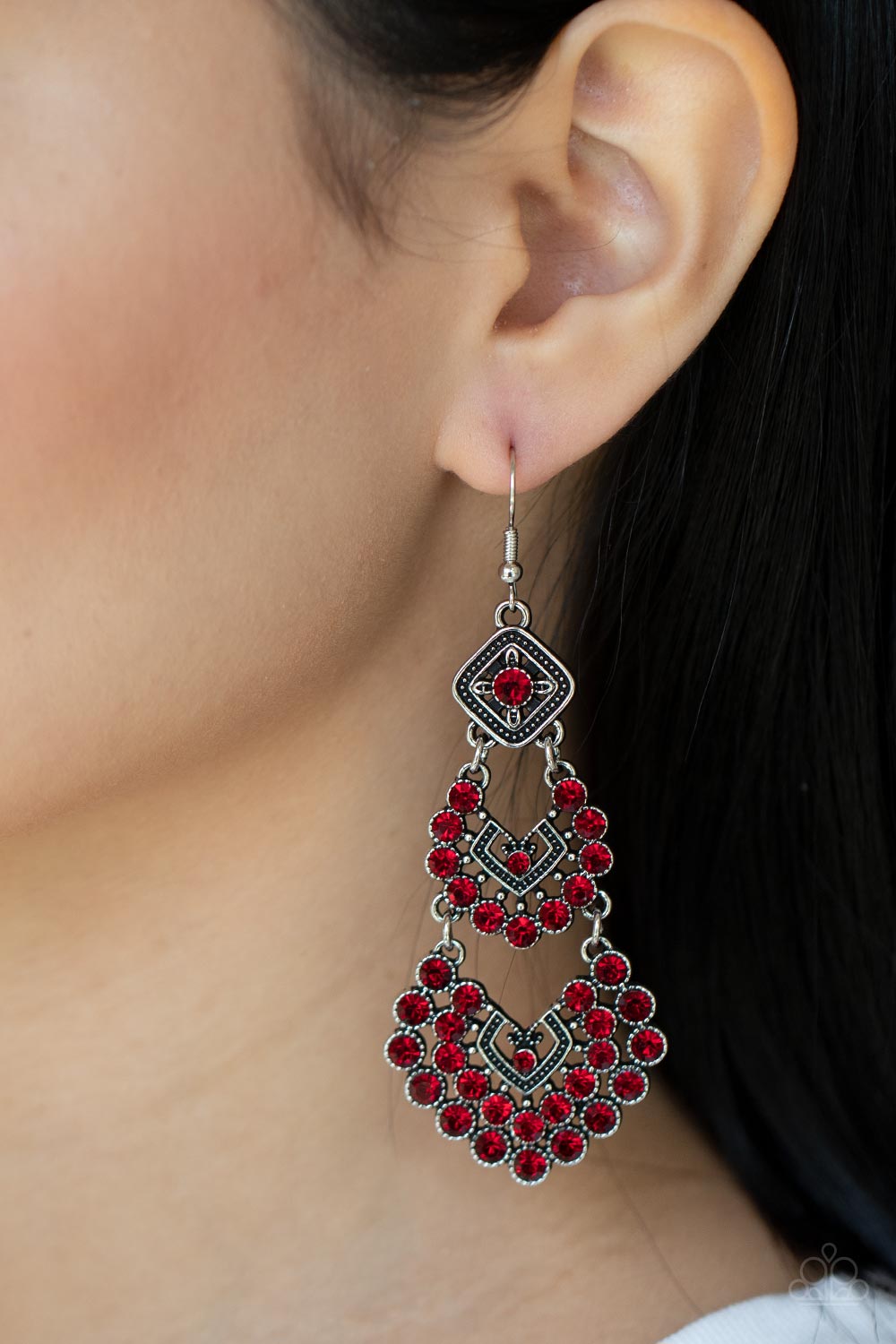 All For The GLAM - red - Paparazzi earrings