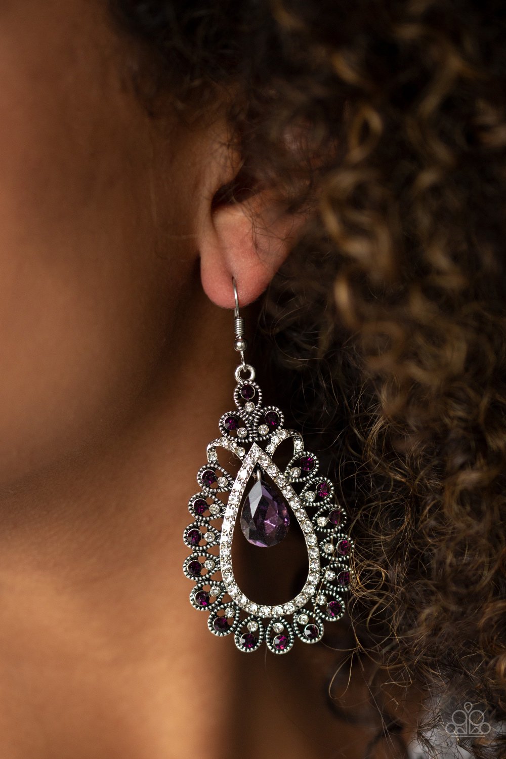 All About Business-purple-Paparazzi earrings