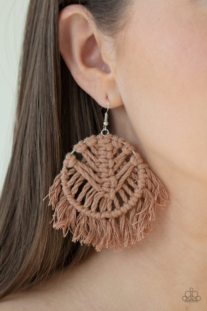 All About Macrame-brown-Paparazzi earrings
