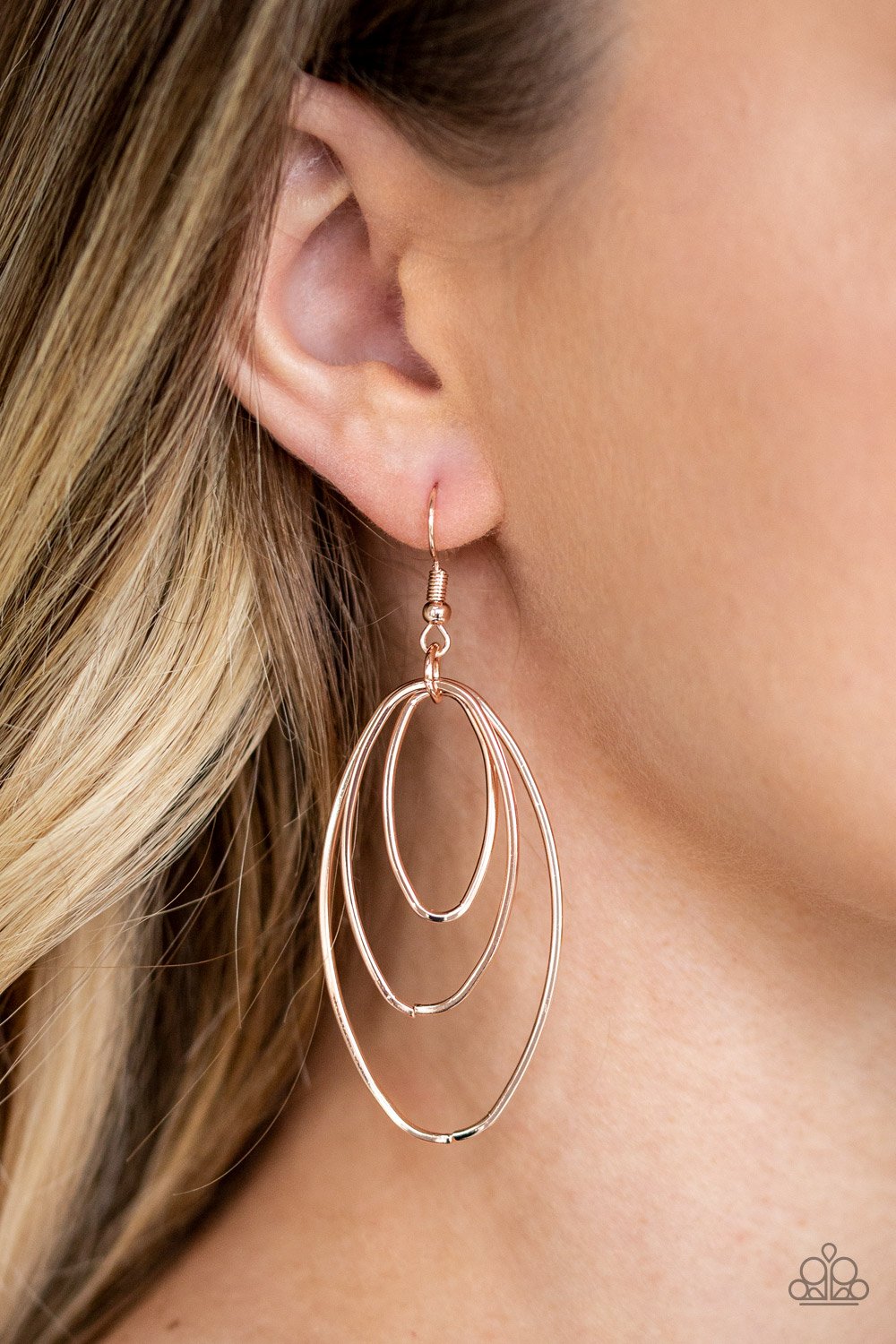 All OVAL the Place-rose gold-Paparazzi earrings