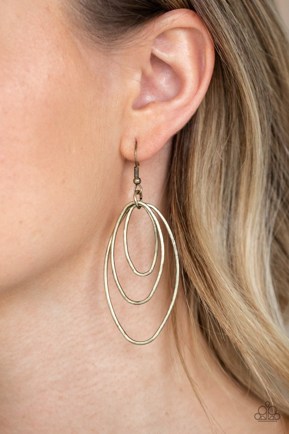 All OVAL the Place - brass - Paparazzi earrings
