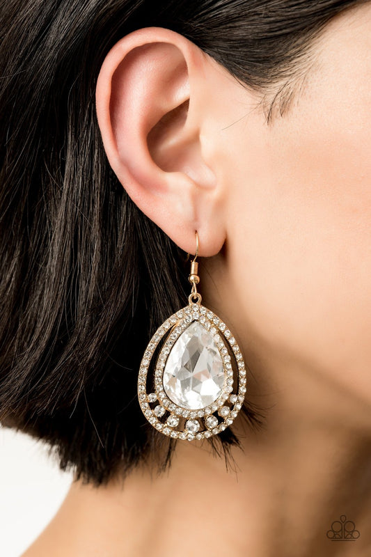 All Rise for Her Majesty-gold-Paparazzi earrings